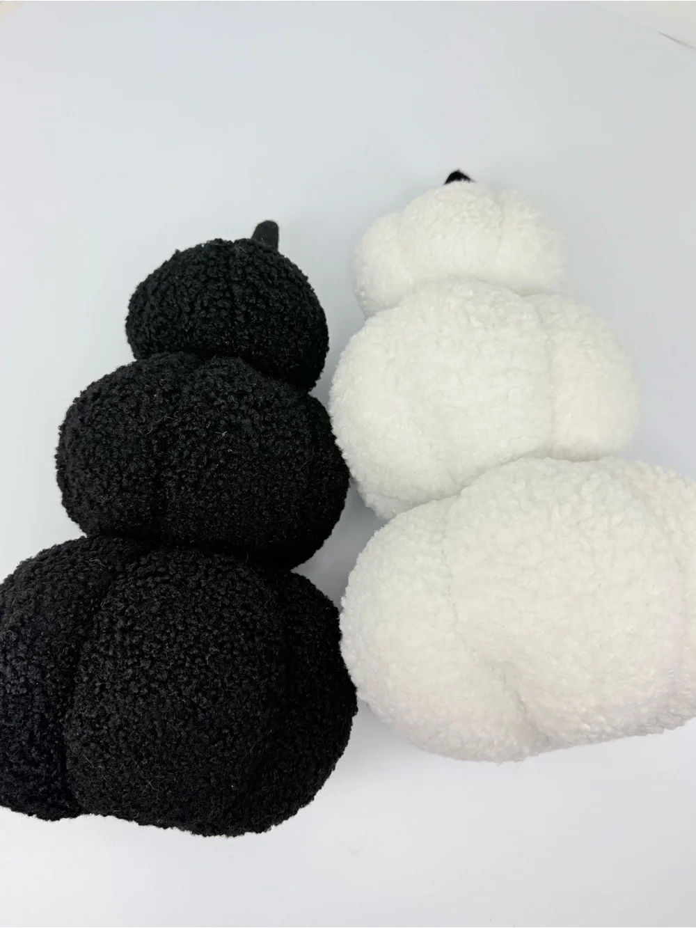 Halloween Stacked Pumpkin Pillow Decor in Black White Soft Boucle Sherpa Fabric